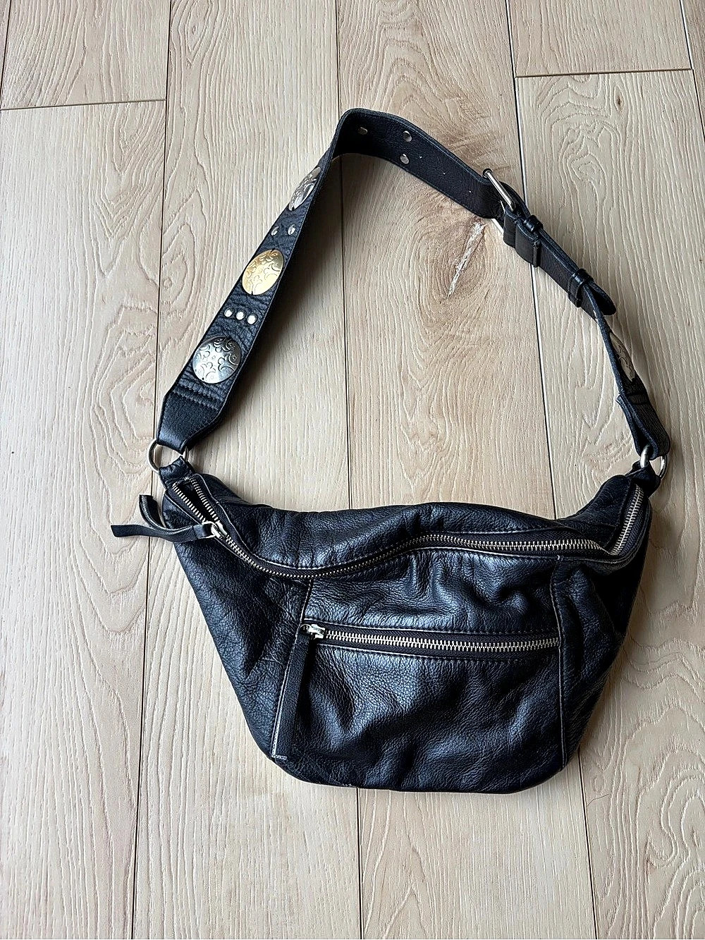Free People Wilder Embellished Sling Bag Black & Gold
